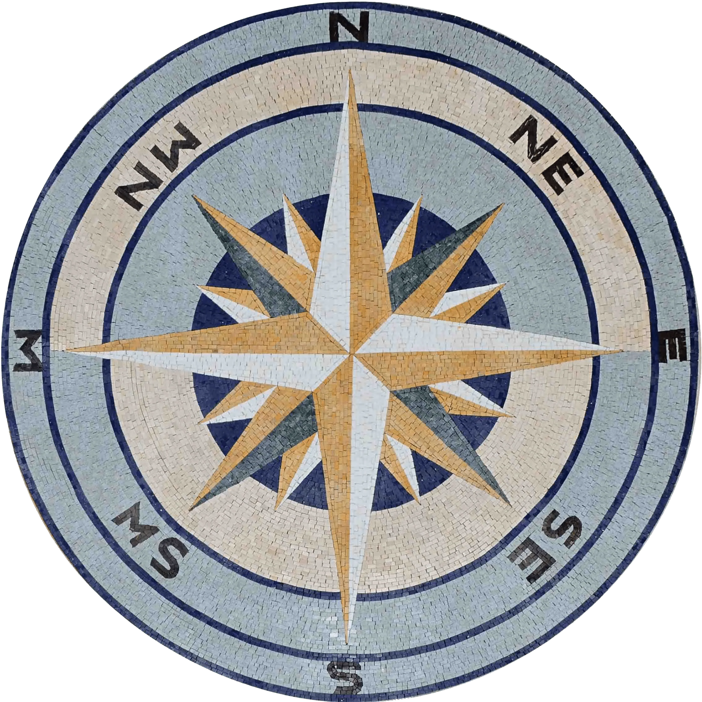 Geometric Starburst - Home Remodeling Mosaic Medallion Compass - Mesh Backing