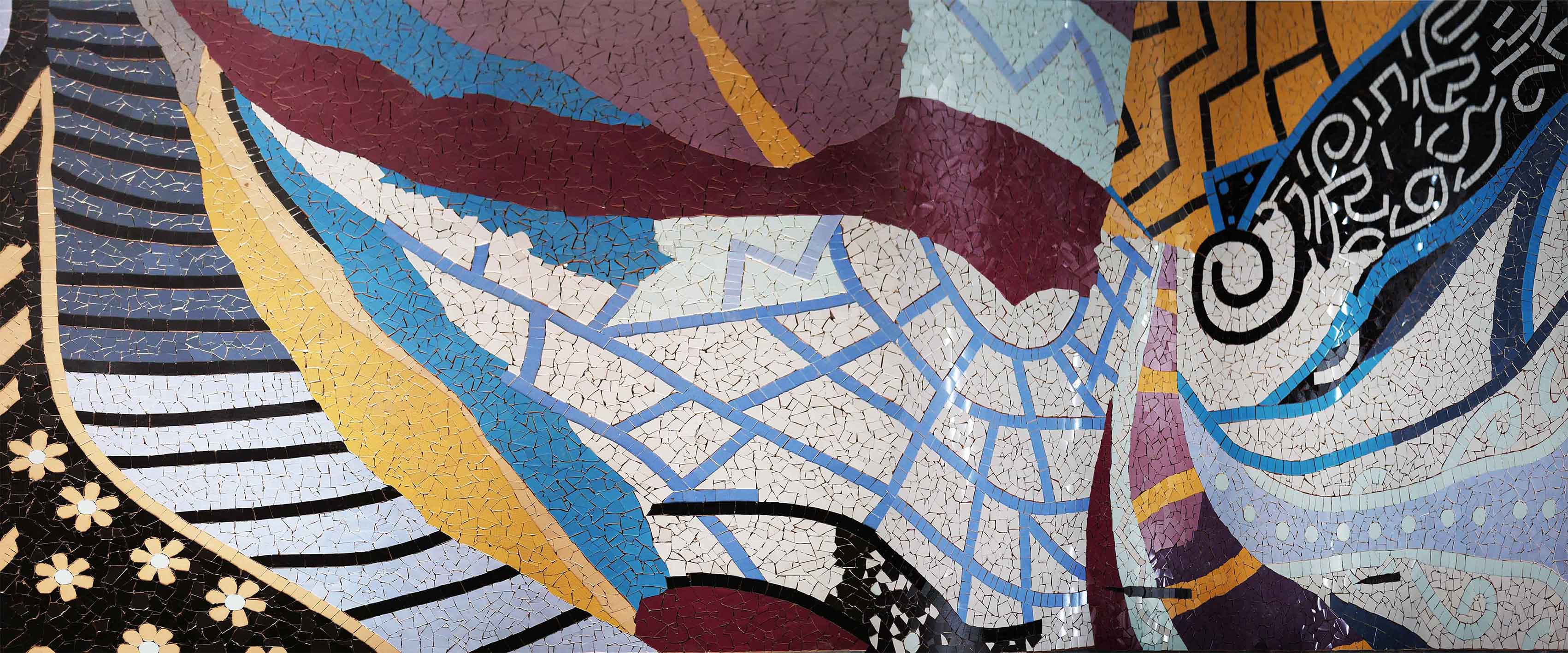 Geometric Swirls - Mosaic Pool Designs Abstract Artwork - Mesh Backing
