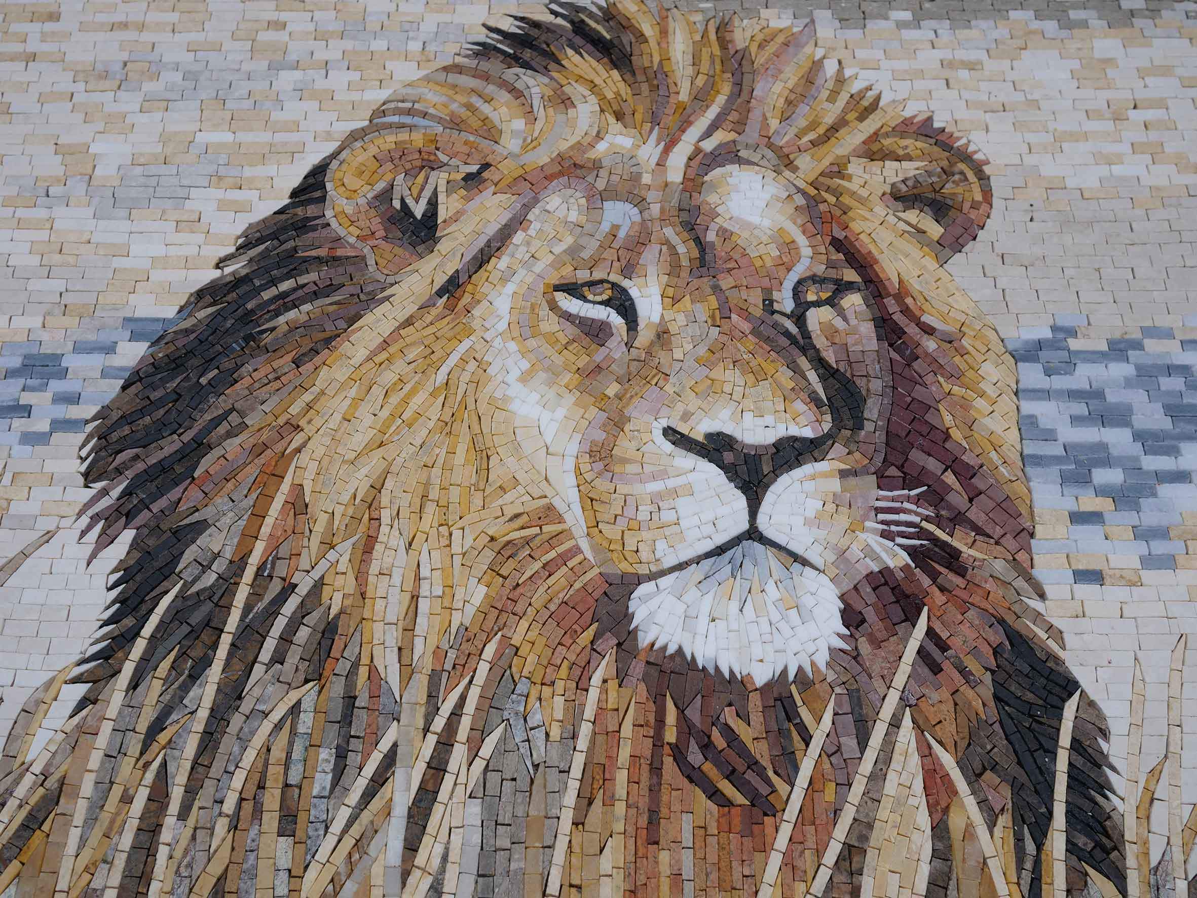 Fierce Lion - Marble Mosaic Mural | Luxury Handcrafted Art - Image 2