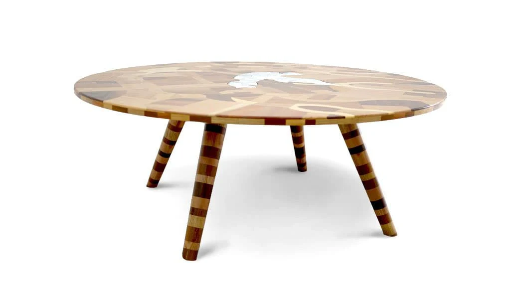 Dove Pattern Wooden Table - Mosaic Flower Patterns - Mesh Backing - Image 3