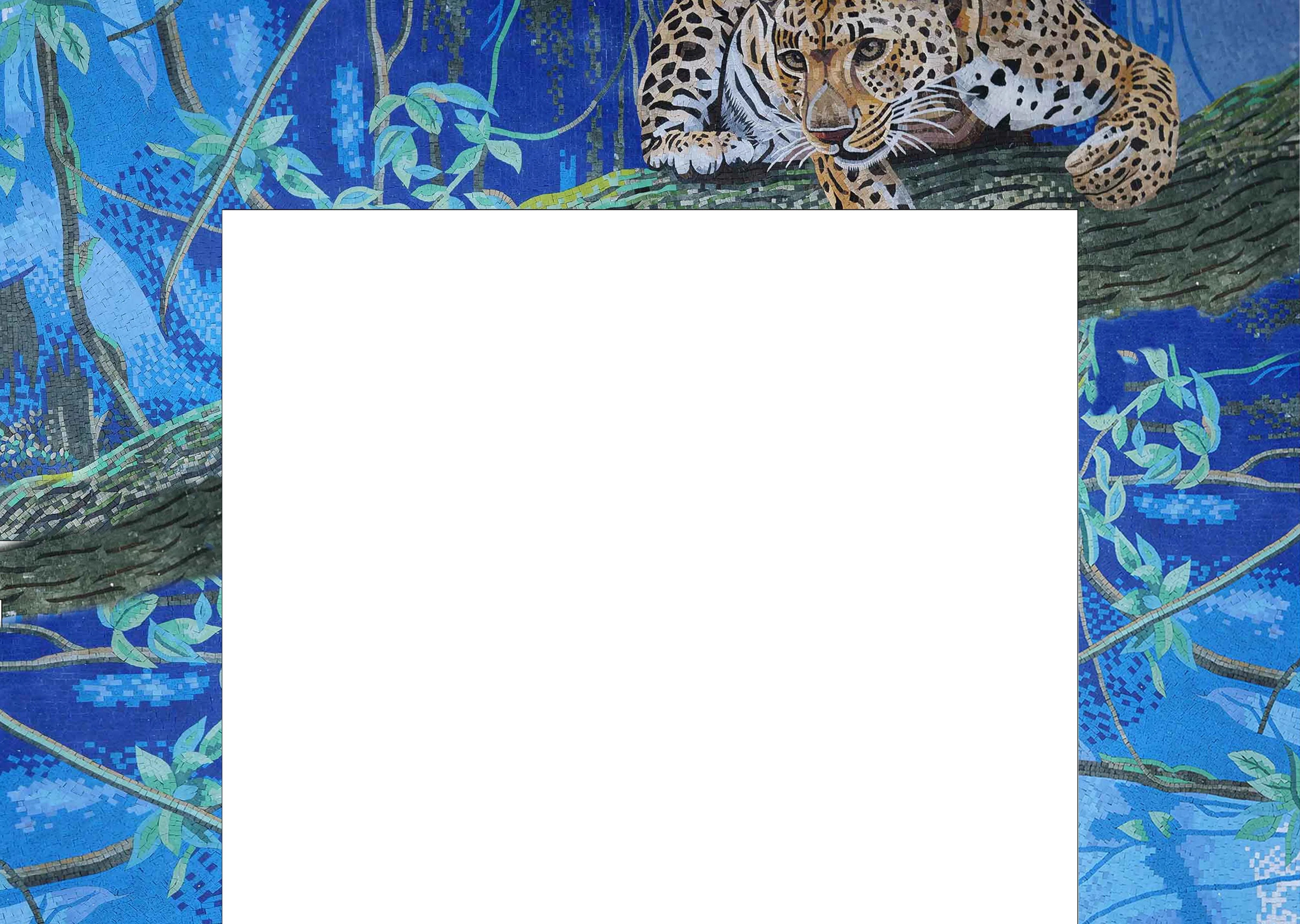 Leopard Branch - Marble Mosaic Pattern Fireplace Border - Mesh Backing - Image 3