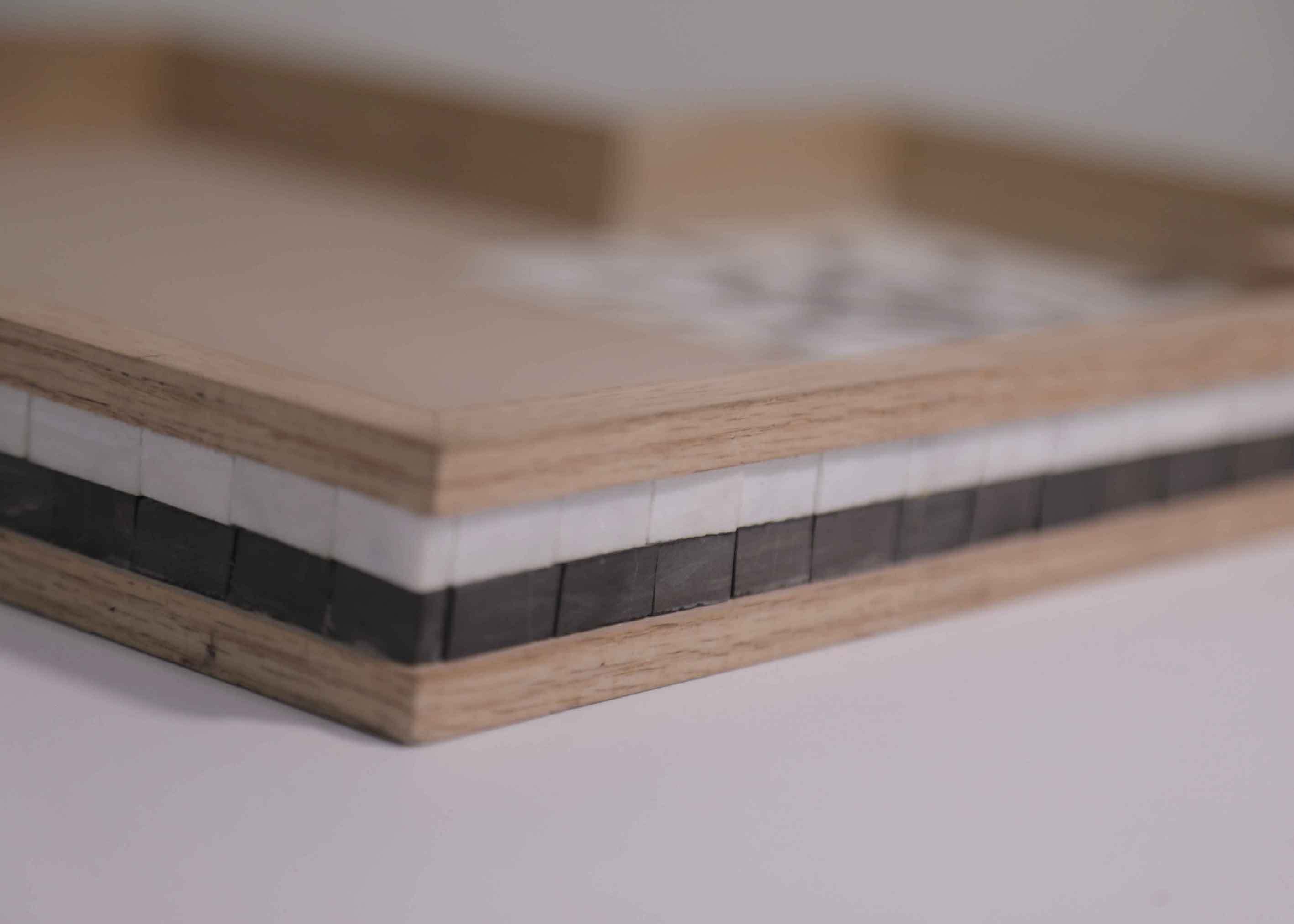 Geometric Wooden Tray - Marble Religious Mosaic Art Sun - Default Title" - Mesh Backing - Image 3