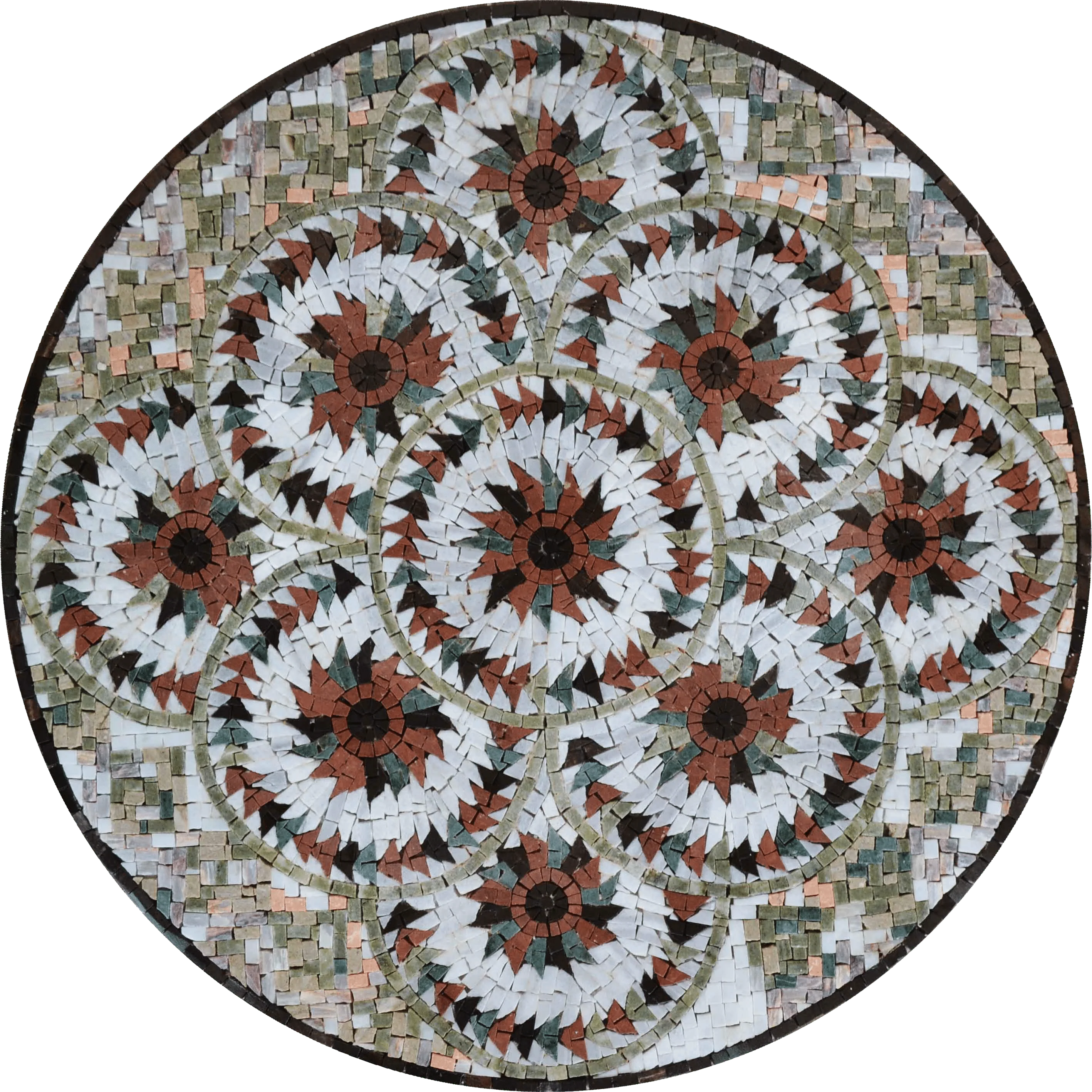 Geometric Star Pattern - Marble Ancient Mosaic - Mesh Backing