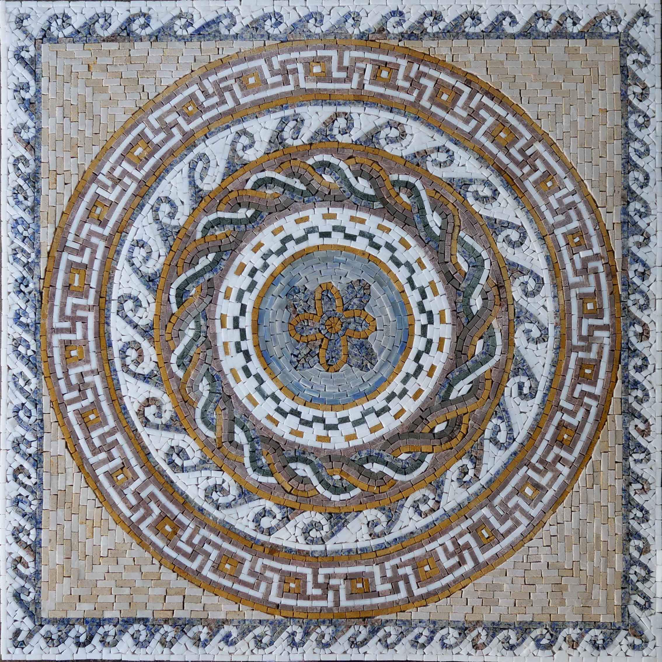 Mgc Pattern - Marble Mosaic Border Greco Roman Floral - Mesh Backing