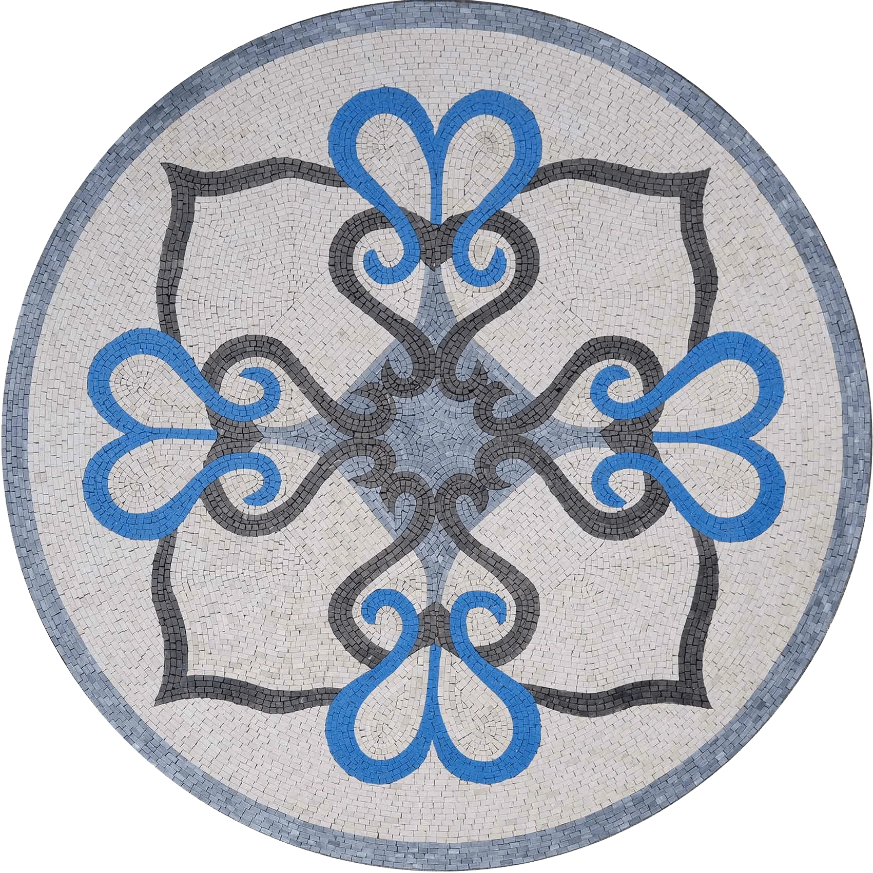 Panni Swirling Pattern - Floral Mosaic Tile - Mesh Backing