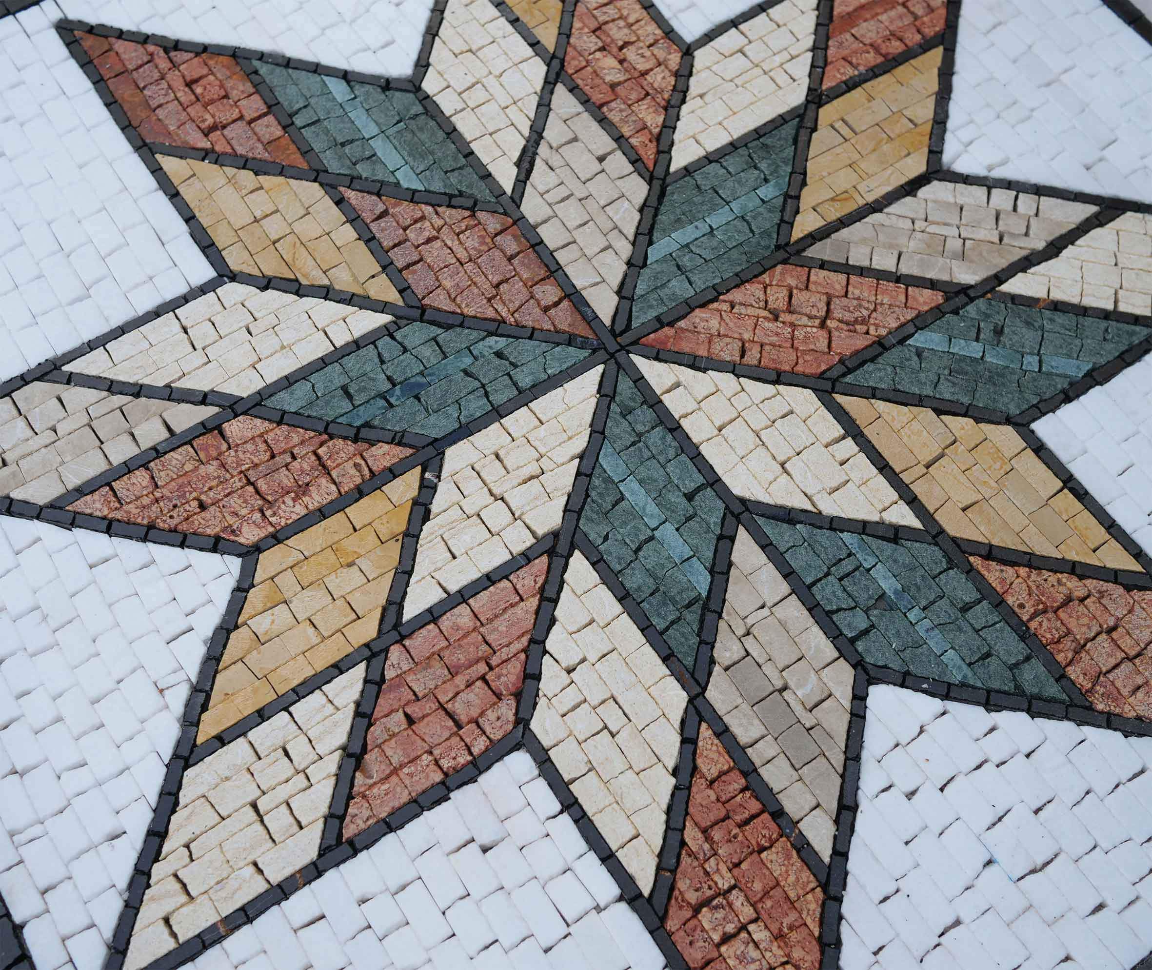 Geometric Star Pattern - Marble Interior Design Mosaic Iii Collection Art - Mesh Backing - Image 2