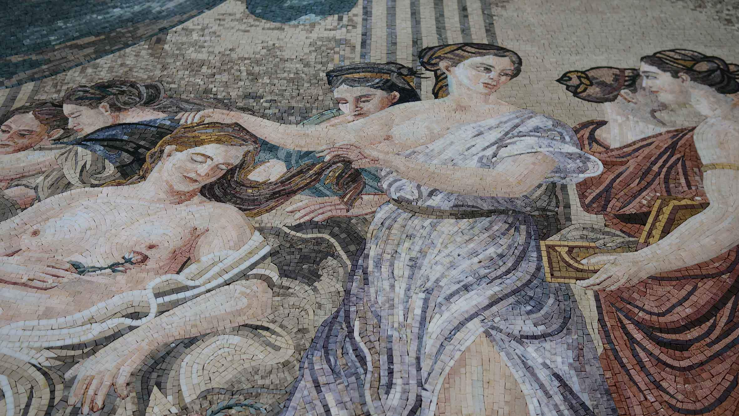 Mosaic Art Reproduction - Women in Classical Dress Attending a Young Bride - Image 3