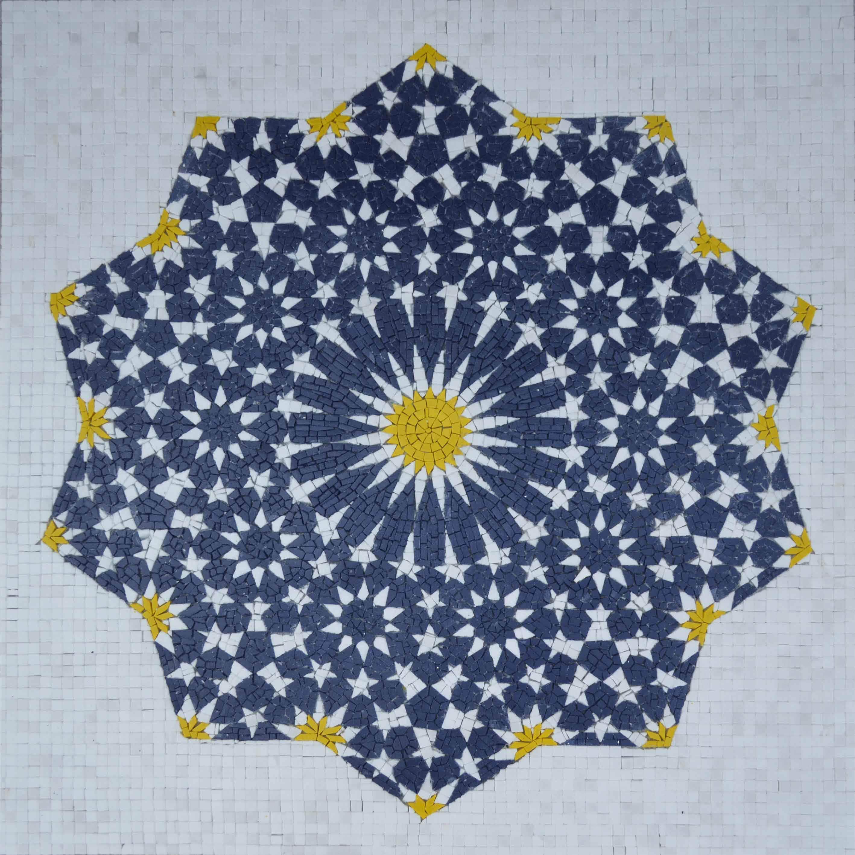 Arabesque Starry Night Geometric - Mosaic Flower Patterns Pattern - Mesh Backing