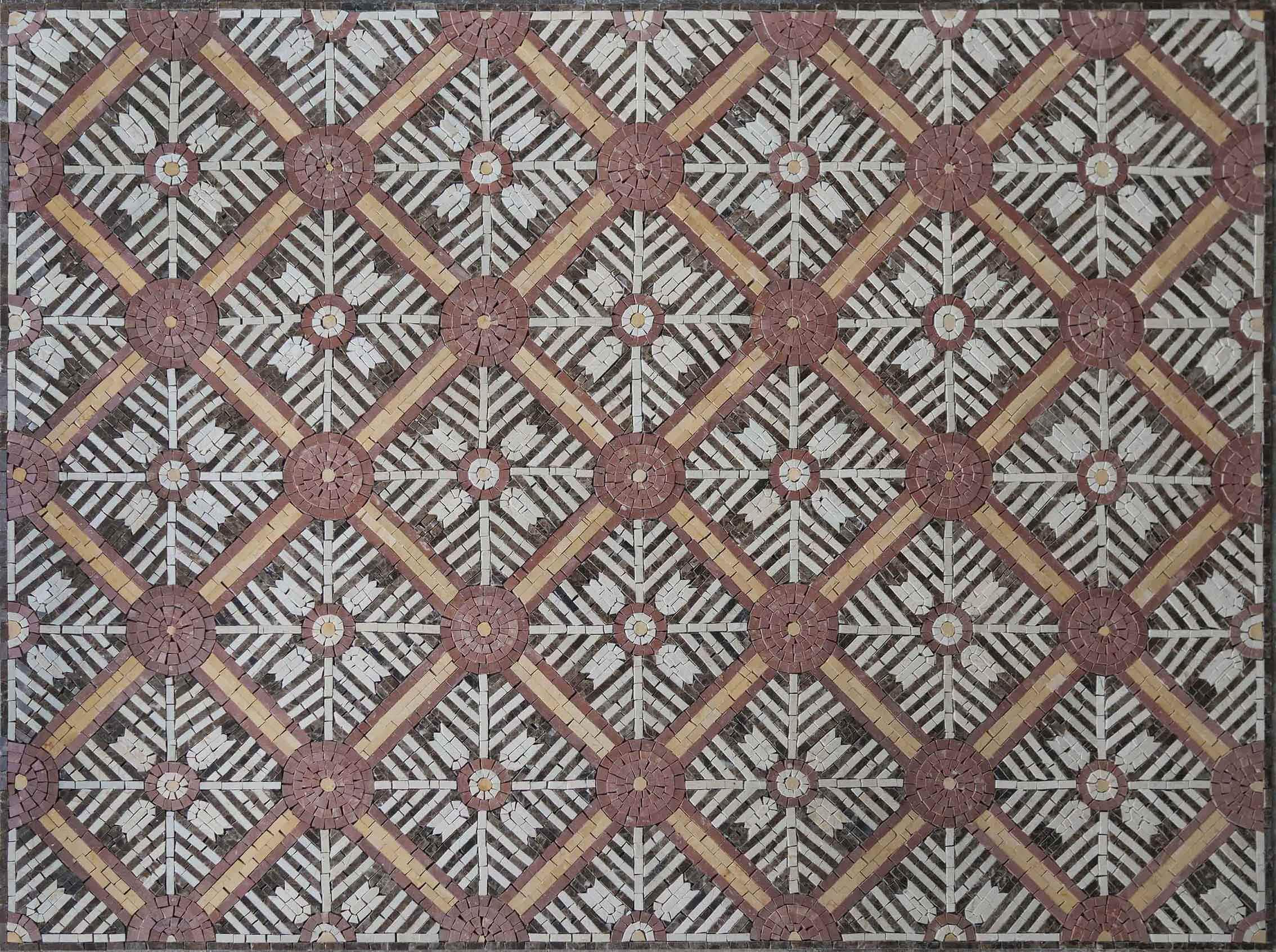 Floral Geometric Pattern - Mosaic Decoration Artwork - Mesh Backing