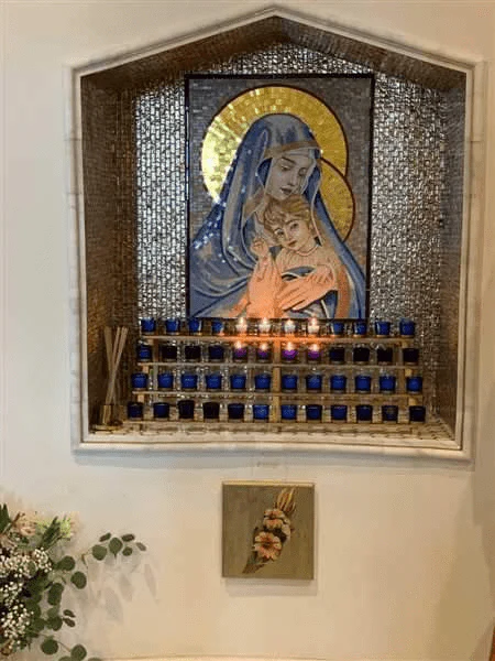 Madonna And Child - Glass Shower Niche Mosaic Religious Art - 60cm x 80cm (24'' x 32'')" - Mesh Backing - Image 3