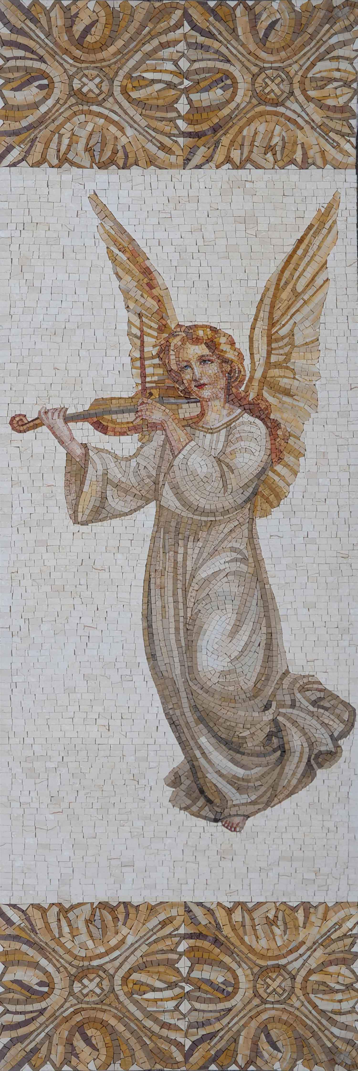 Angel Playing Violin - Marble Home Renovation Mosaic Art - 60cm x 180cm (24'' x 72'')" - Mesh Backing