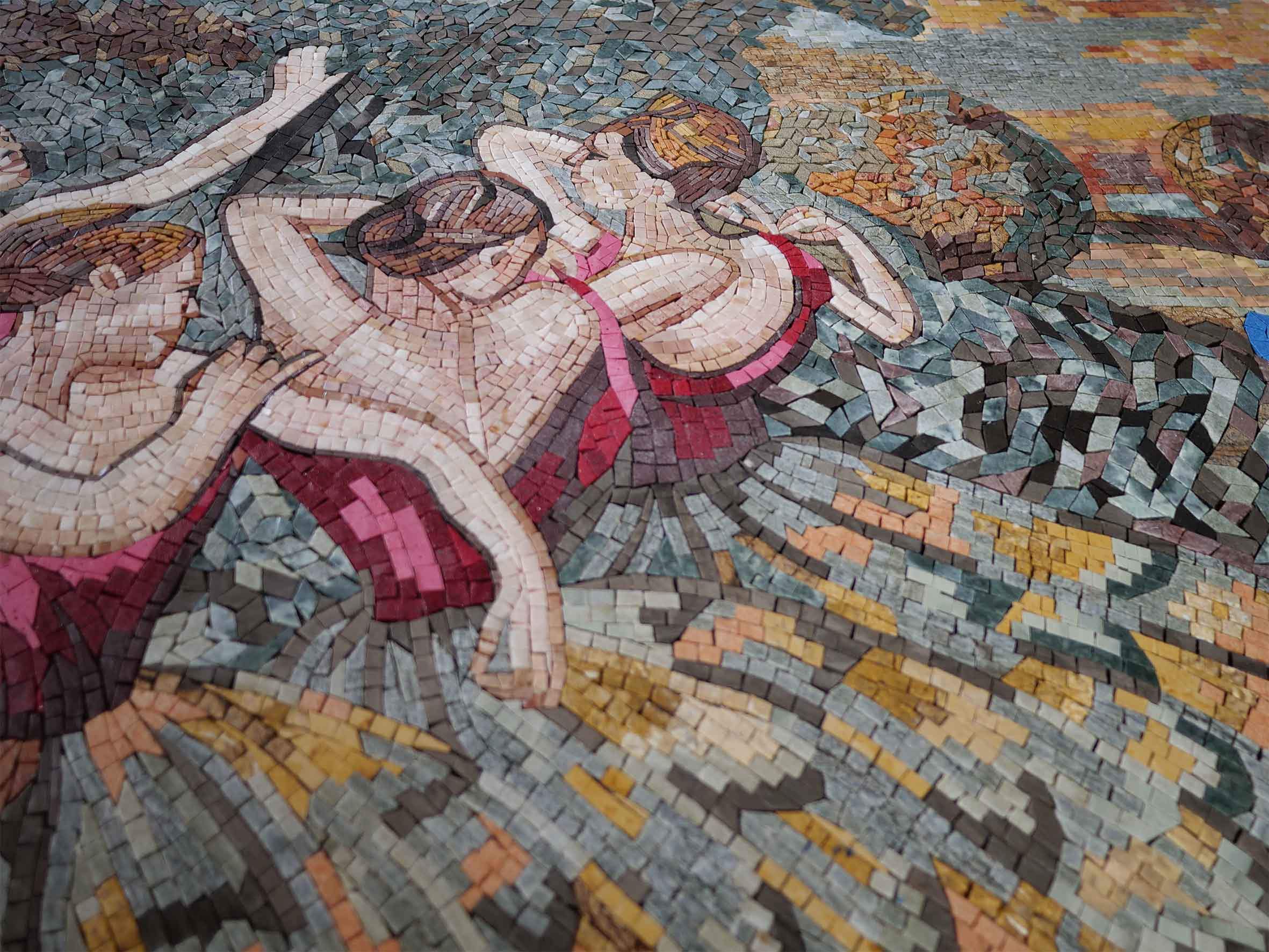Four Dancers Reproduction - Marble Pool Mosaic Designs - 100cm x 75cm (40'' x 30'')" - Mesh Backing - Image 2