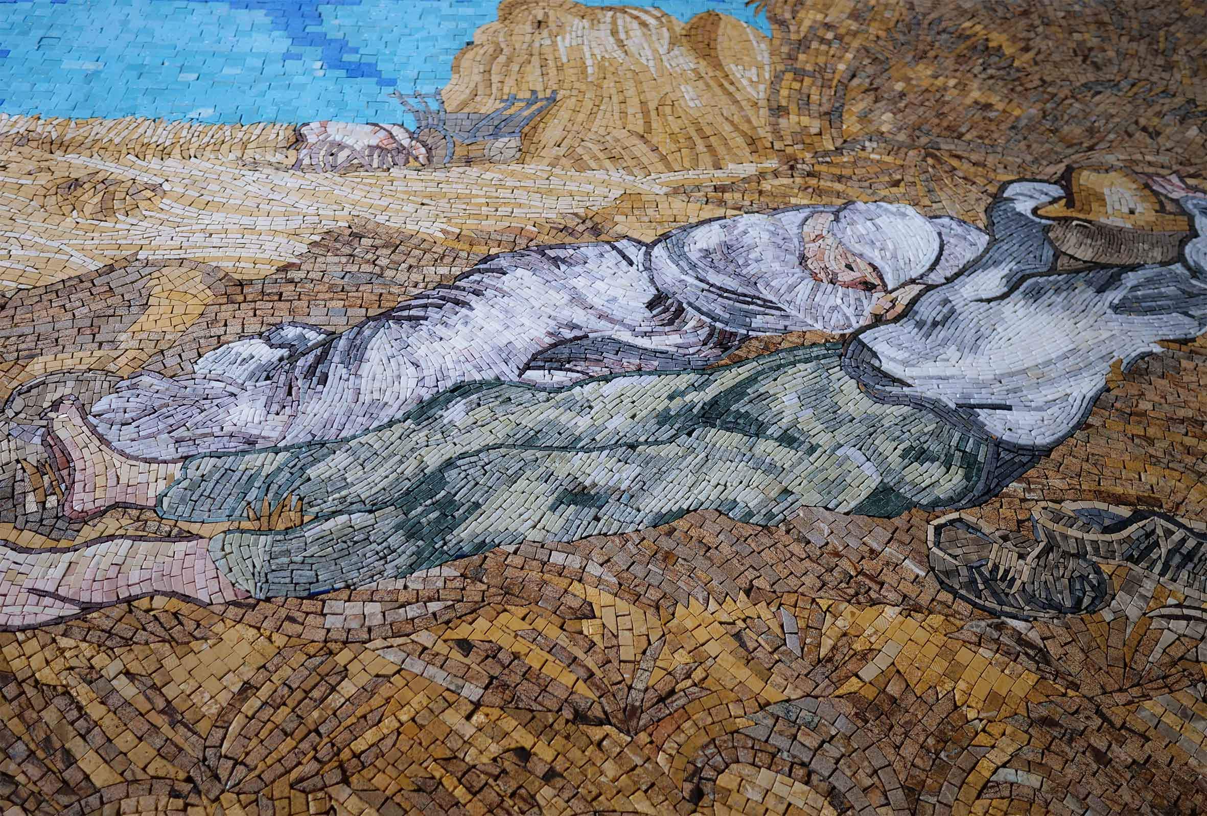 Geometric Reclining Harvesters - Roman Mosaic Reproductions Art - 114cm x 89cm (46'' x 36'')" - Mesh Backing - Image 2