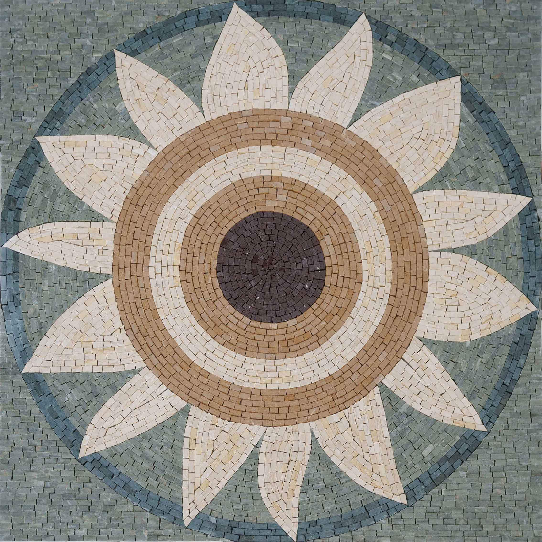 Floral Art Design - Mosaic Tile Artwork Sunflower - Mesh Backing