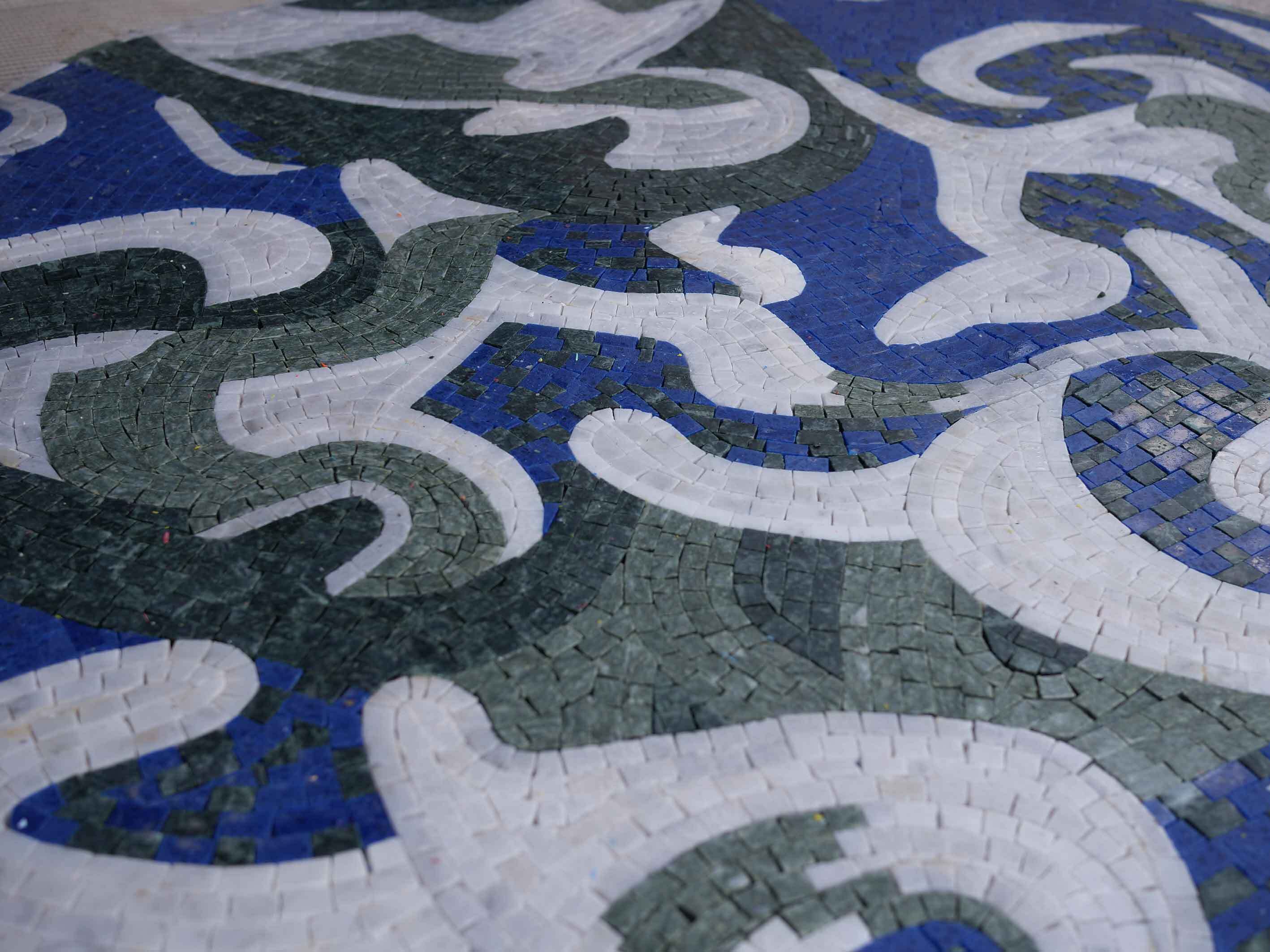 Abstract Swirls - Arabesque Mosaic Life Portal Luxury Handcrafted Natural Stone Art - Mesh Backing - Image 2