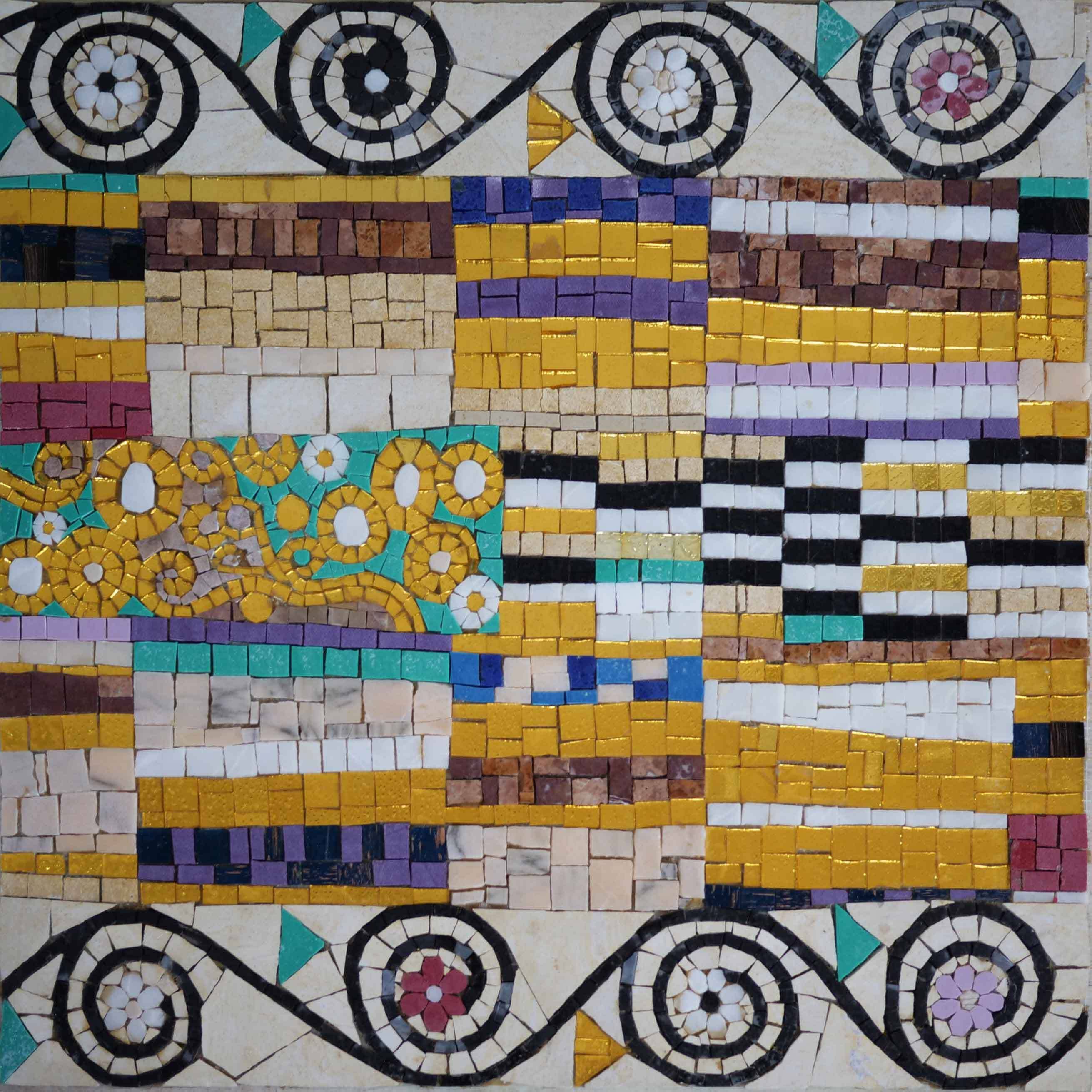Geometric Blocks Pattern - Glass Mosaic Shelves Art - Mesh Backing