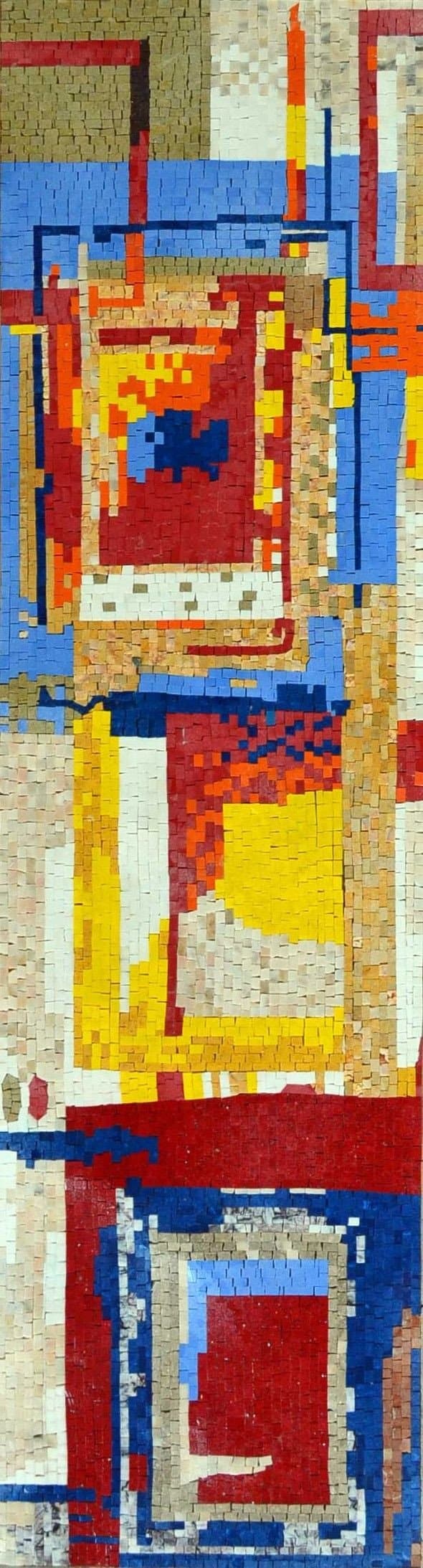 Abstract Blocks - Tiger Mosaic Reproduction - Mesh Backing