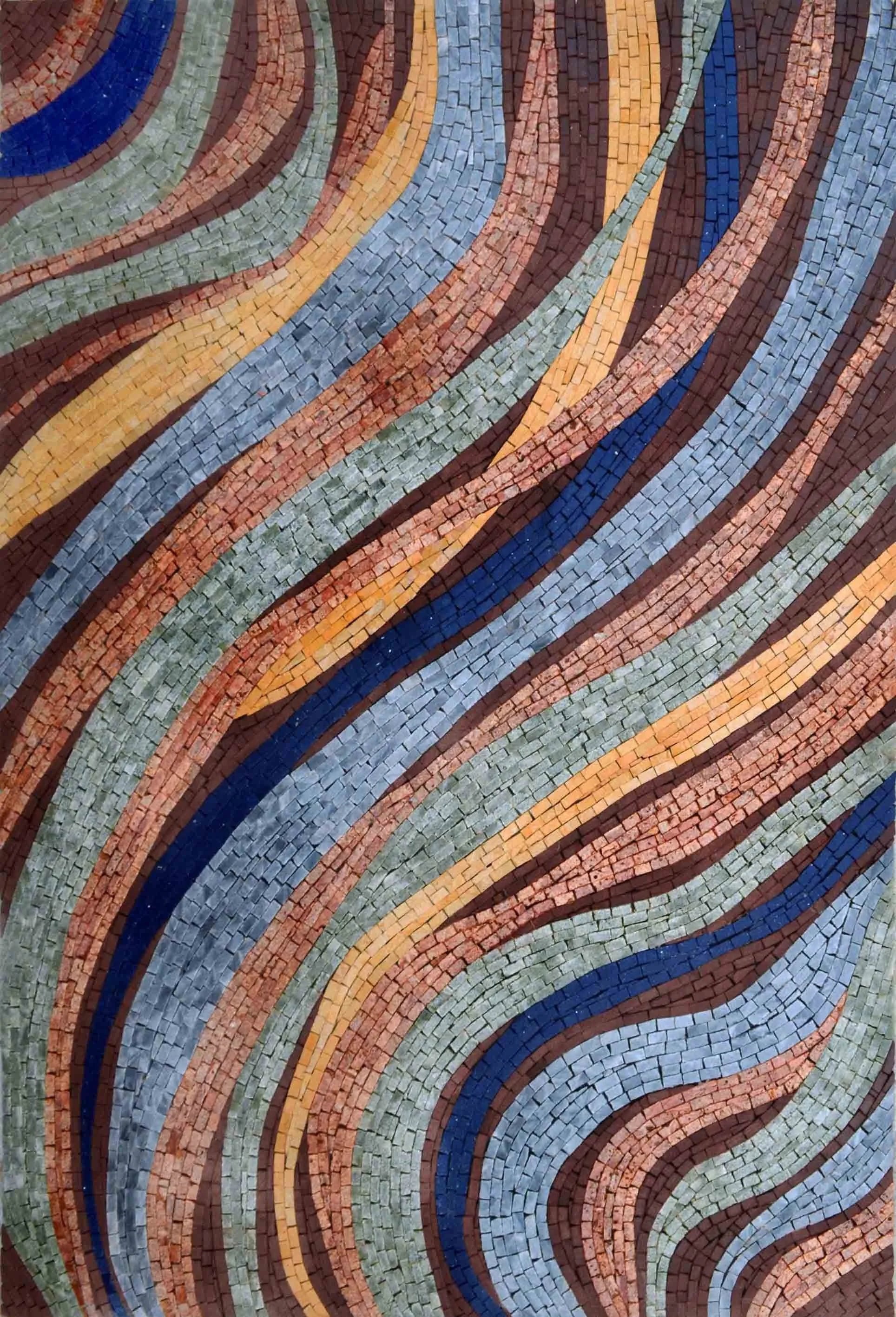 Abstract Wavy Lines - Marble Mosaic Tile Patterns - Mesh Backing