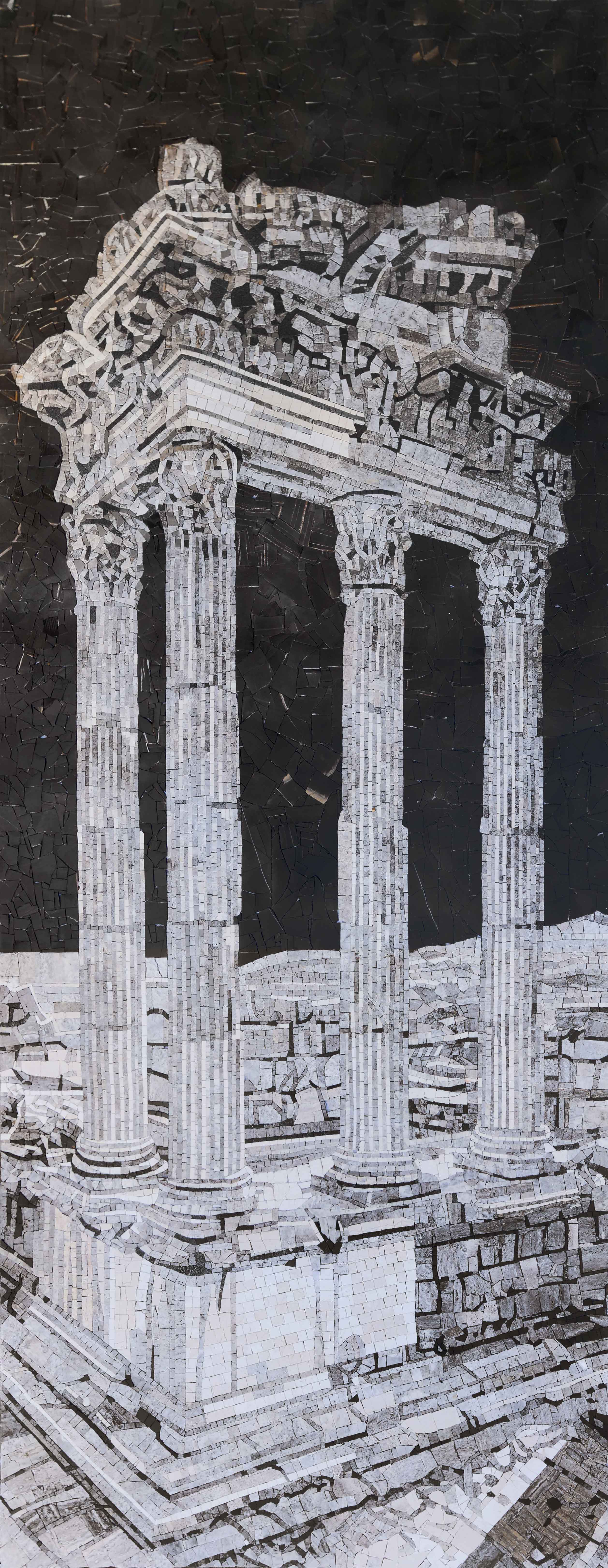 Temple Ruins Pattern - Home Remodeling Mosaic Artwork - Mesh Backing