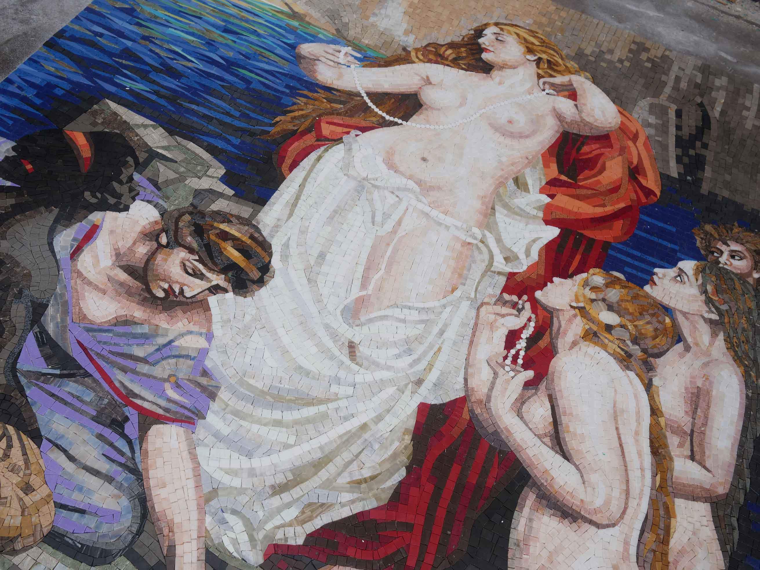 Herbert James Draper Pearls Aphrodite - Marble Mosaic Portrait Art Reproduction - Mesh Backing - Image 2