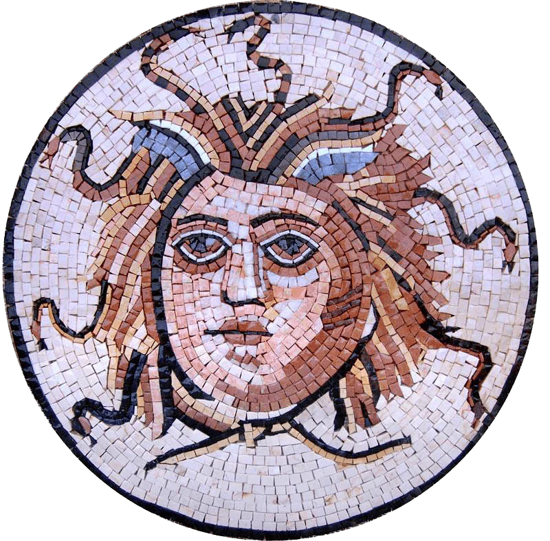 Medusa Head - Marble Mosaic Tiles Accent Medallion - Mesh Backing