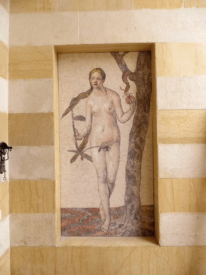 Eve And Serpent - Marble Mosaic Art - Mesh Backing - Image 2