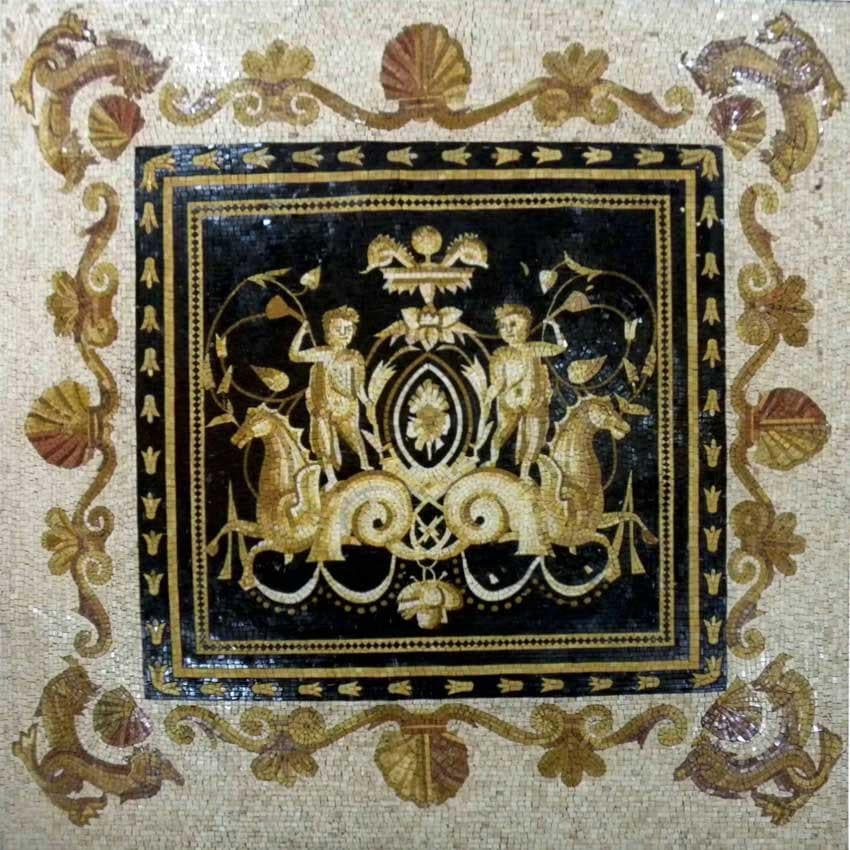 Figures Seahorse Motif - Bathroom Renovation Mosaic Designs - Mesh Backing