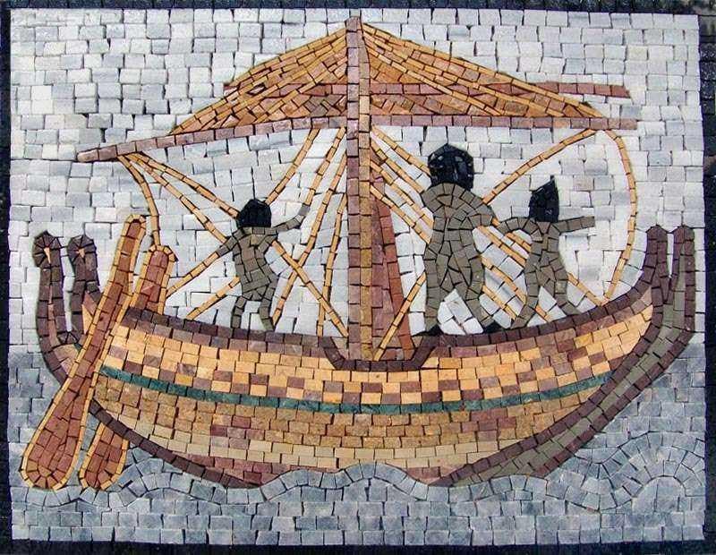 Ancient Seafarers - Marble Mosaic Ship Customization - Mesh Backing
