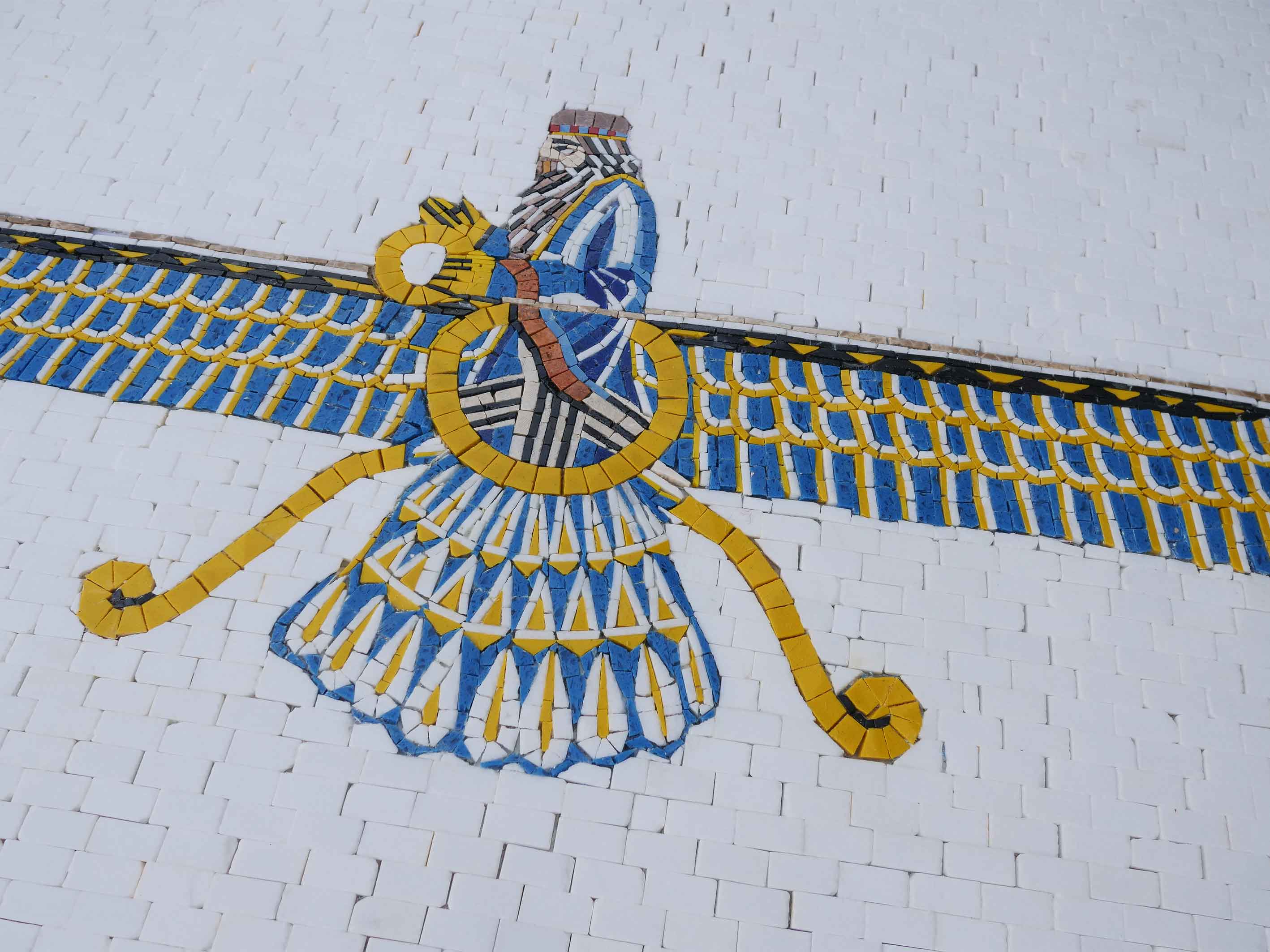 The Winged Symbol - Mosaic Fish Artwork Luxury Handcrafted Natural Stone Art - Mesh Backing - Image 2