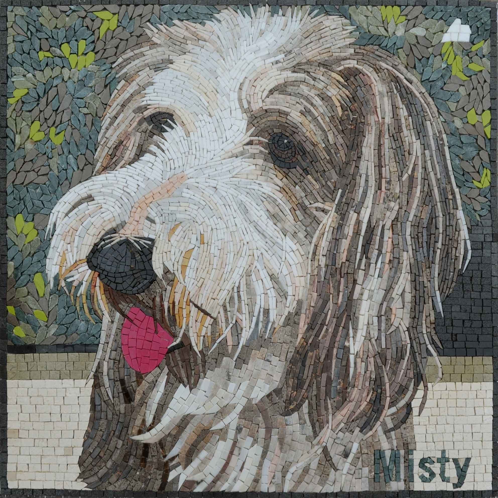 Custom Pet Portrait - Marble Mosaic Tibetan Terrier Dog - Mesh Backing