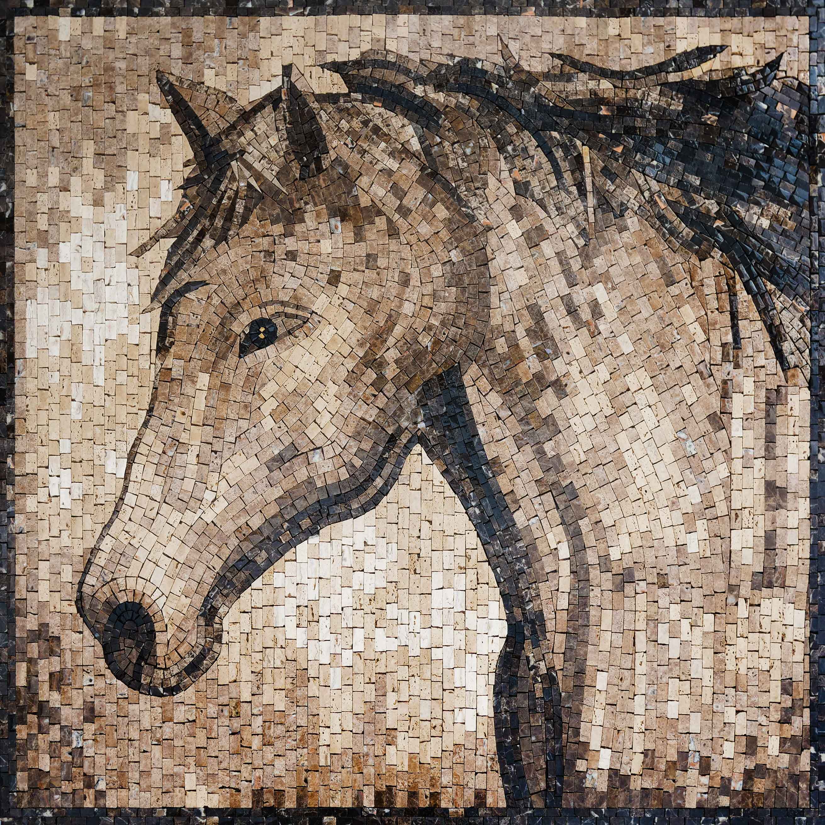 Majestic Horse Portrait - Mosaic Mural - Mesh Backing