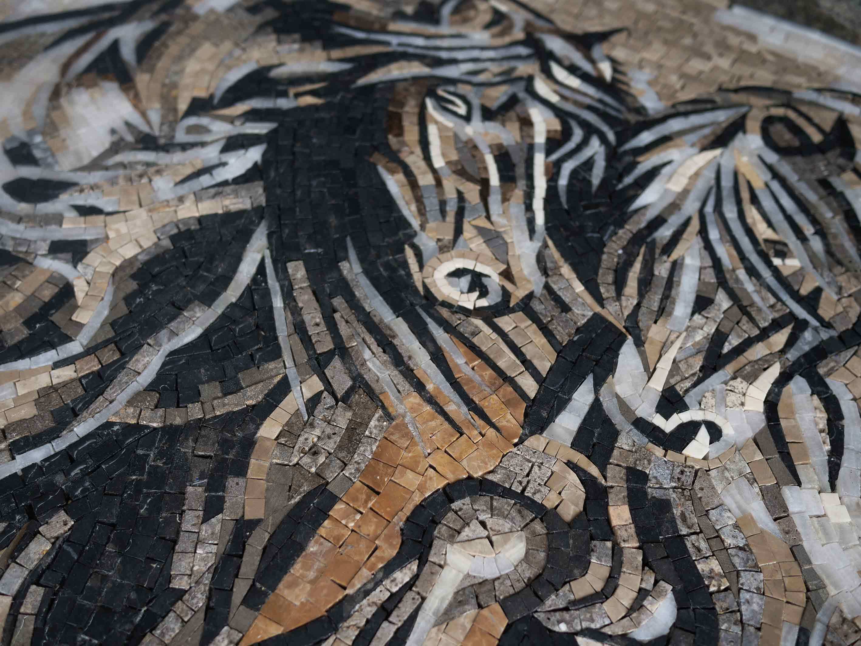 Two Horses Embrace - Mosaic Pattern Art - Mesh Backing - Image 2