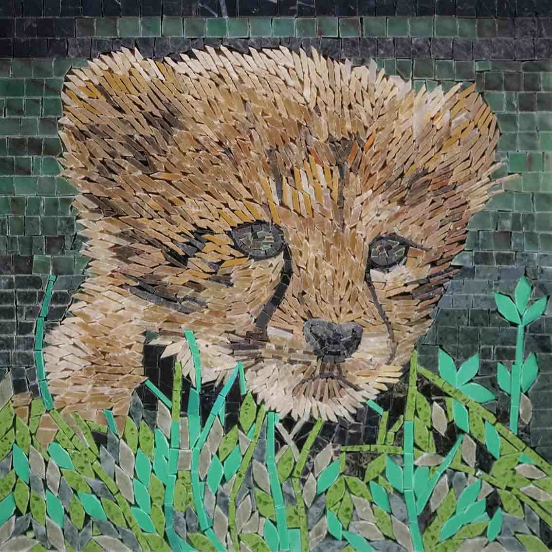 Cheetah Cub Portrait Geometric Animal Art - Byzantine Mosaic - Mesh Backing