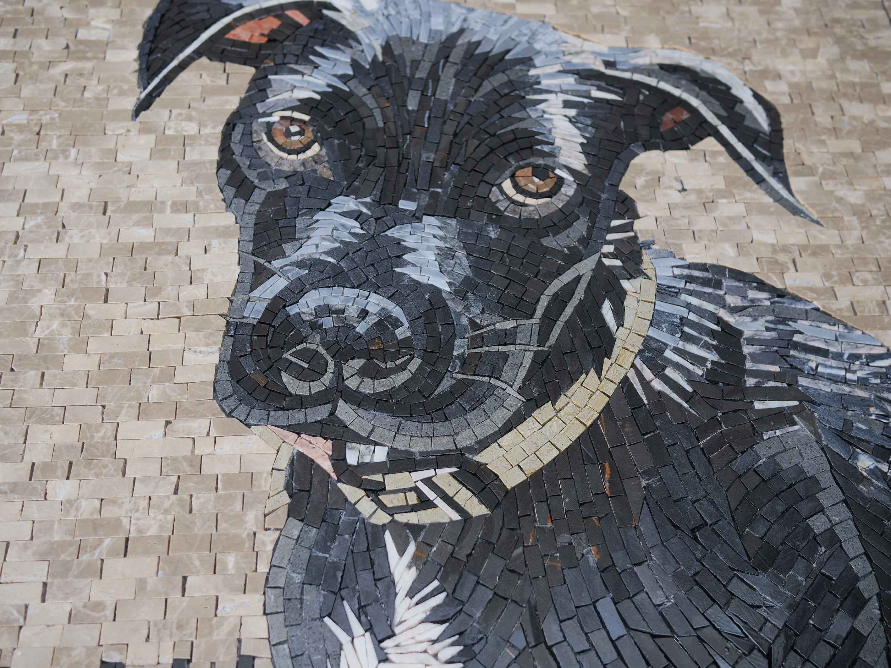 Patterdale Terrier Dog - Mosaic Marble Mural - Mesh Backing - Image 2