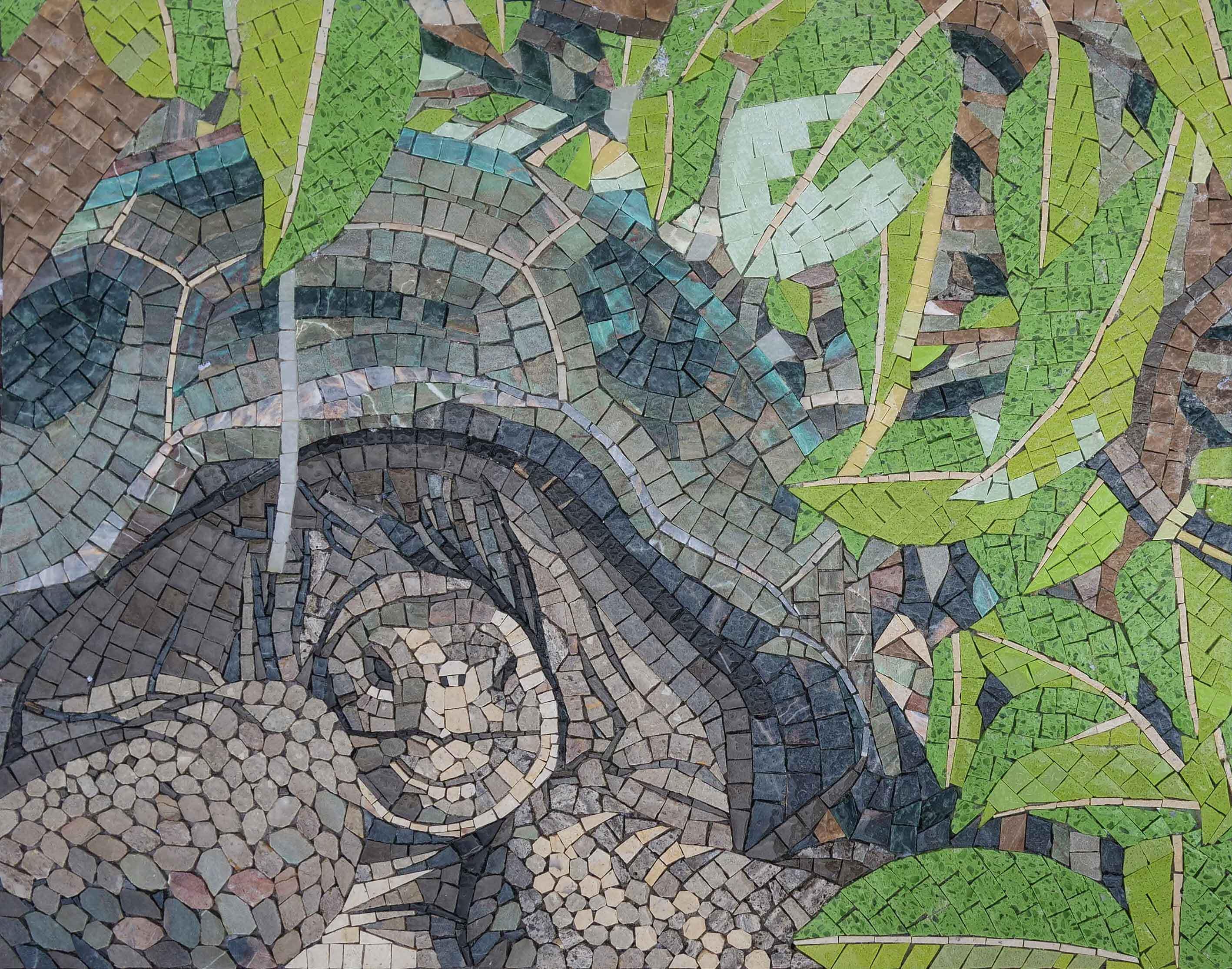 Turtle Adventure Art - Tiger Mosaic - Mesh Backing