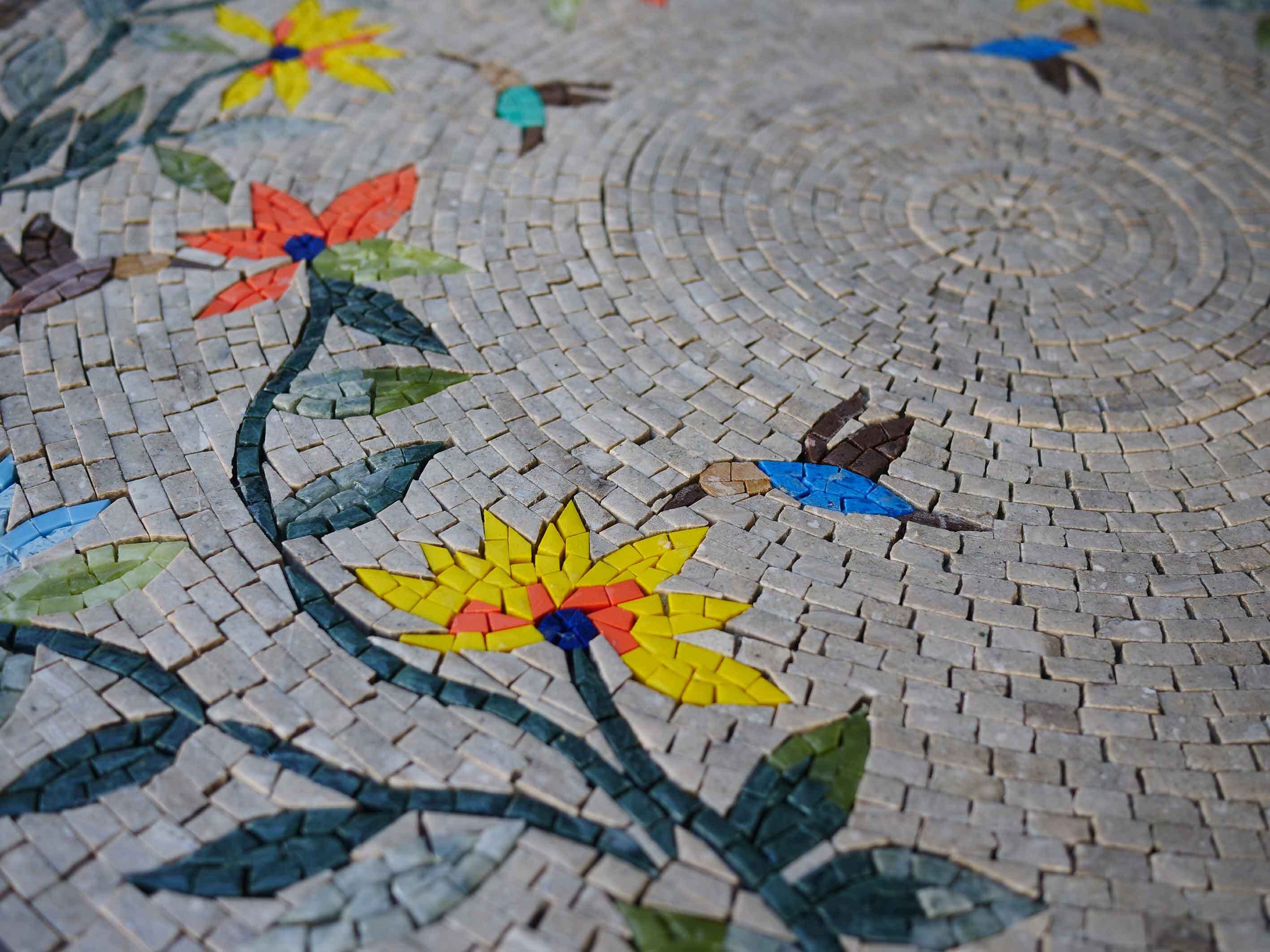 Floral Hummingbird Vine - Mosaic Wall Decorations Art Medallion - Mesh Backing - Image 2