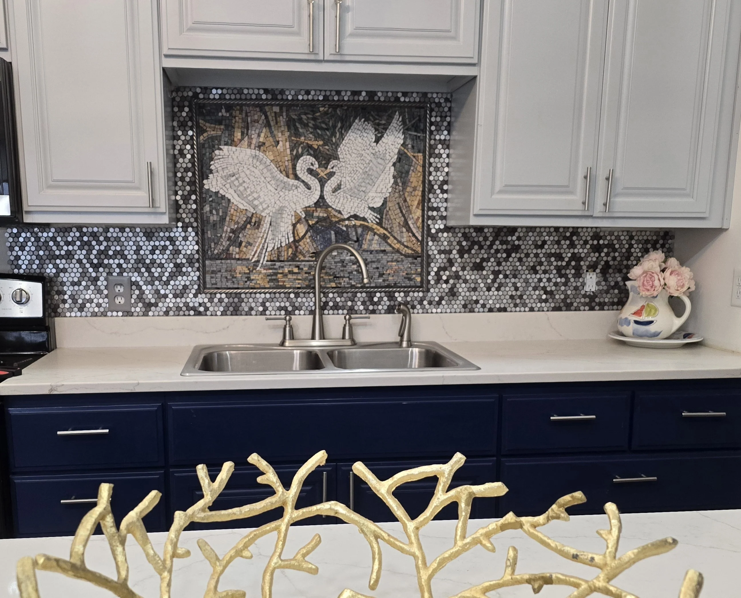 Mosaic Wall Art - Romantic Herons | Luxury Handcrafted Decor - Image 5