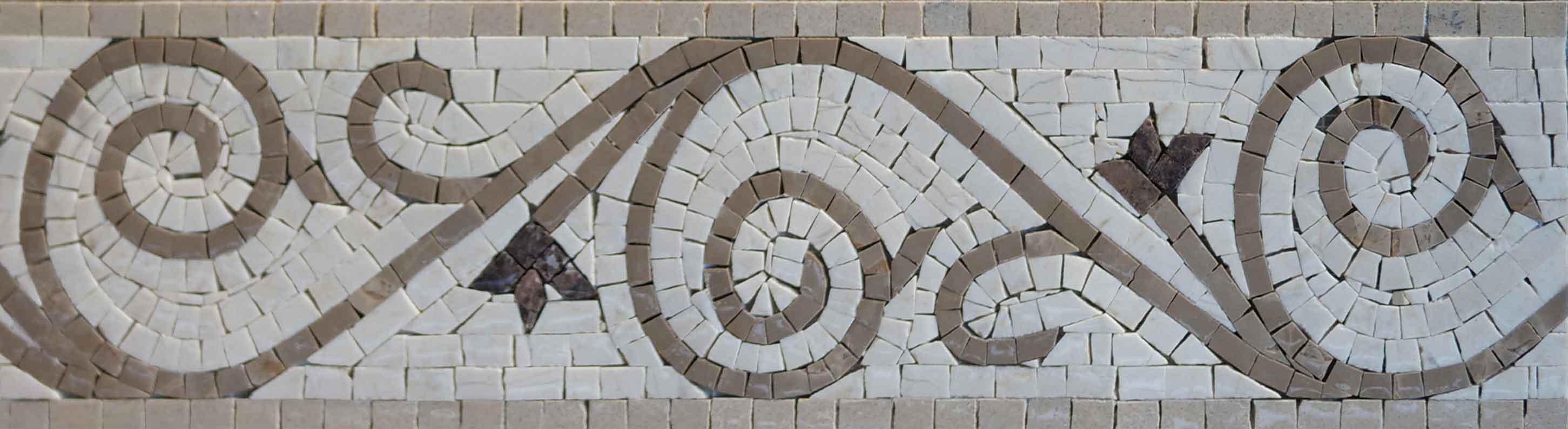Swirling Pattern Border - Marble Mosaic Artwork - Mesh Backing