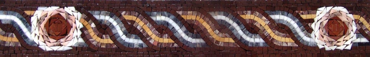 Brun - Marble Mosaic Floral Border Design - Mesh Backing