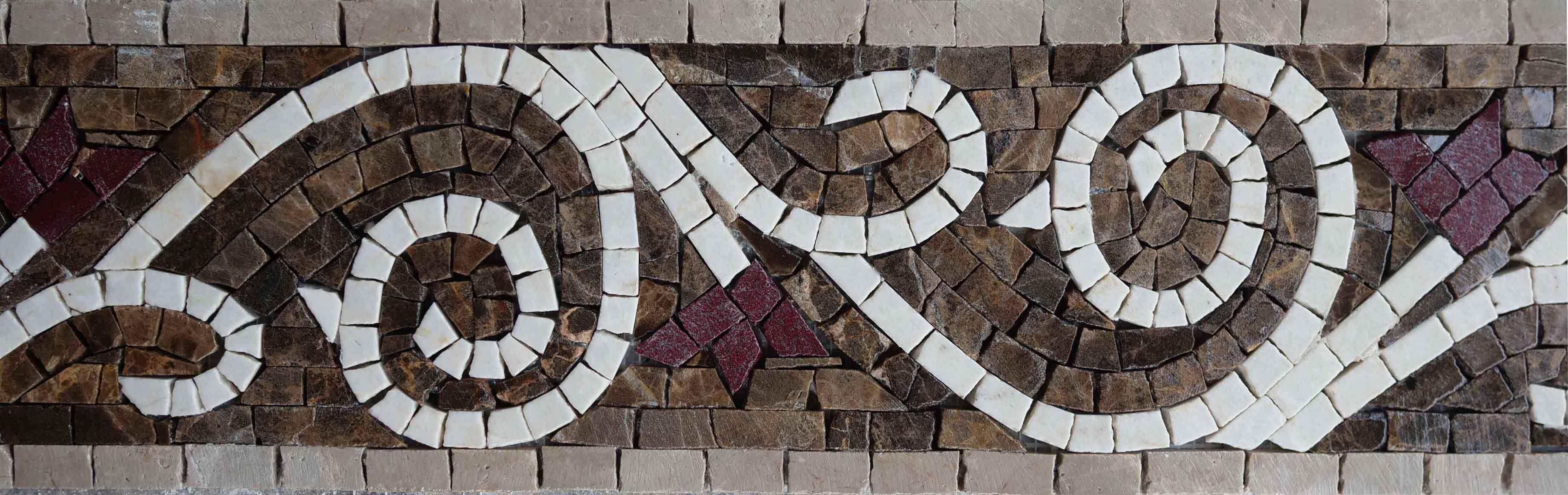 Swirling Pattern Border - Gaudi Mosaic Vivid Hazel - Mesh Backing