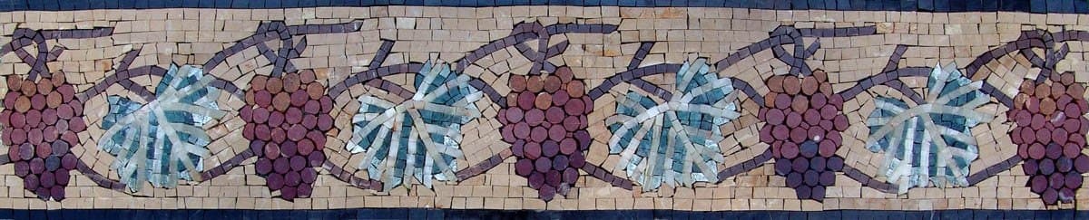 Classic Grape Vine - Mosaic Wall Decor Border - Mesh Backing