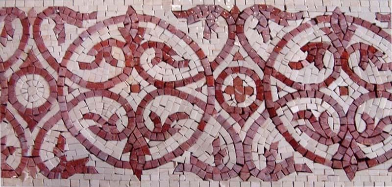 Floral Swirls - Marble Mosaic Royal Ornament Iii - Mesh Backing