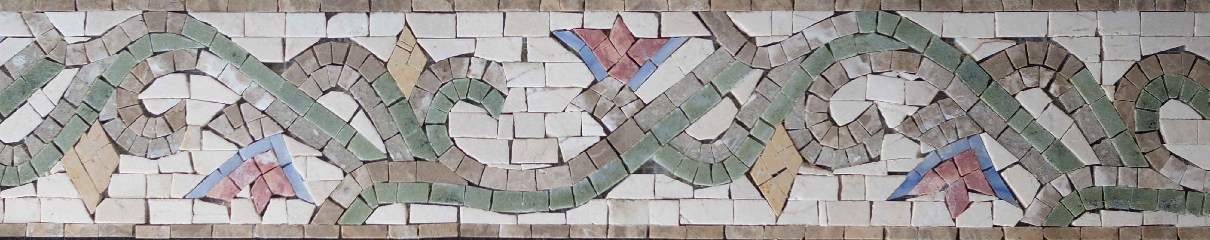 Woven Floral Vine - Marble Sea Turtle Mosaic Border - Mesh Backing