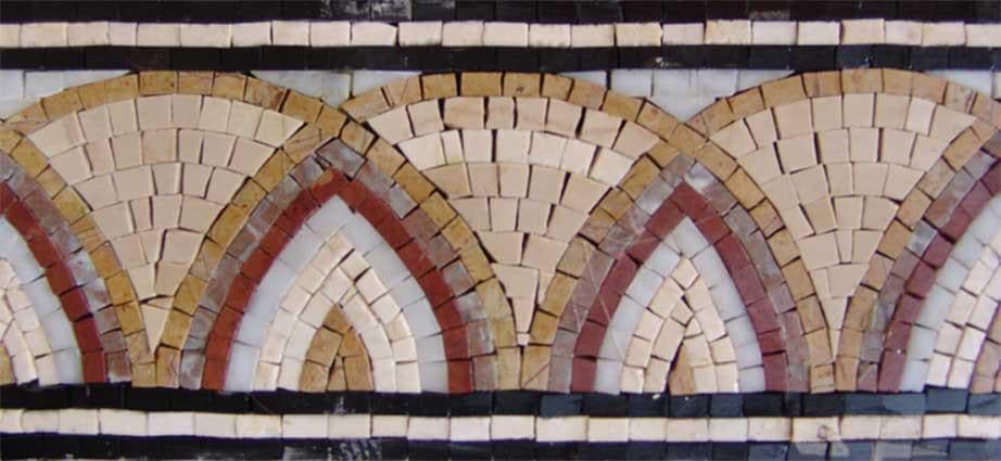 Arc Patterns - Marble Mosaic Border Art - Mesh Backing