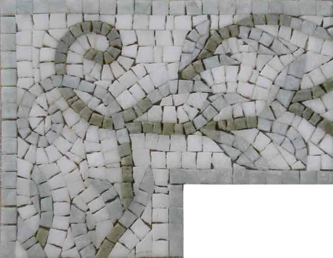 Abstract Floral Corner Design - Marble Mosaic Pastel Branches Art - Mesh Backing
