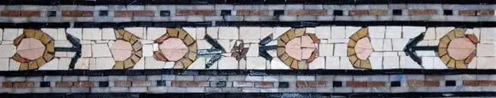 Abstract Floral - Marble Mosaic Border Artwork - Mesh Backing
