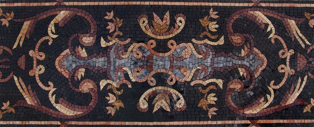 Floral Victorian Pattern - Marble Mosaic Border - Mesh Backing