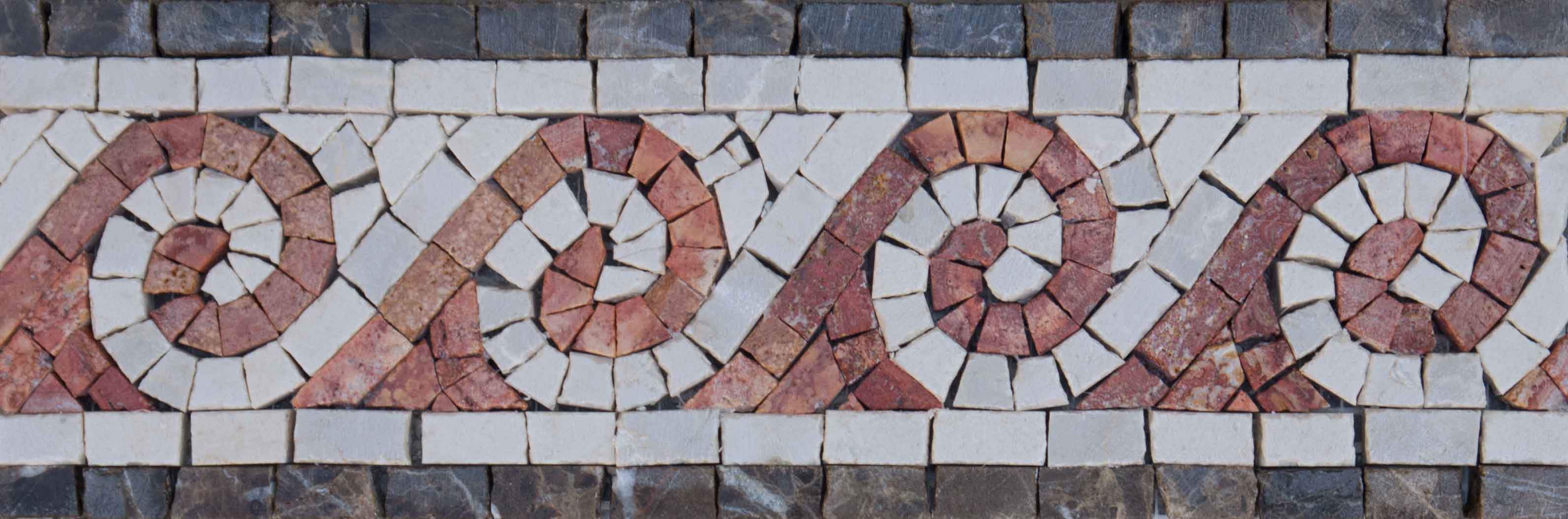 Geometric Wave Art Border - Mosaic Tile For Kitchen Backsplash Coral - Mesh Backing