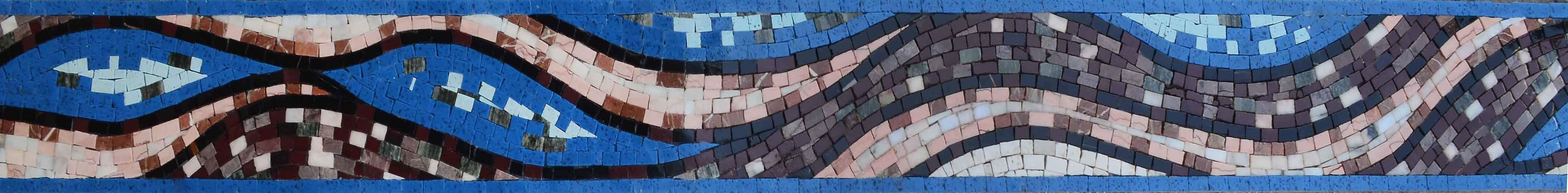 Abstract Wave Pattern - Mosaic Pathways Border Handcrafted Luxury Art - Mesh Backing