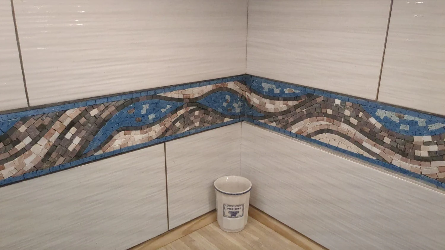 Abstract Wave Pattern - Mosaic Pathways Border Handcrafted Luxury Art - Mesh Backing - Image 2